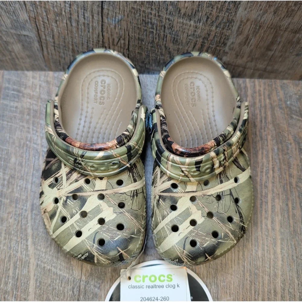 Crocs Classic Realtree Clog Toddler Baby Size C 7 Green Brown Camouflage Camo